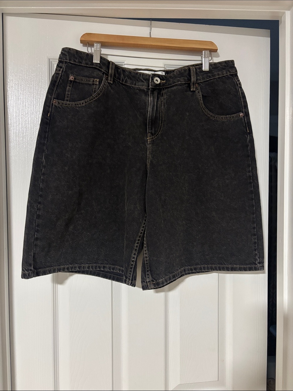 Ardene Black Washed High-Rise Denim Shorts